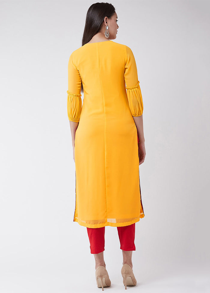 Yellow Readymade Georgette Kurti