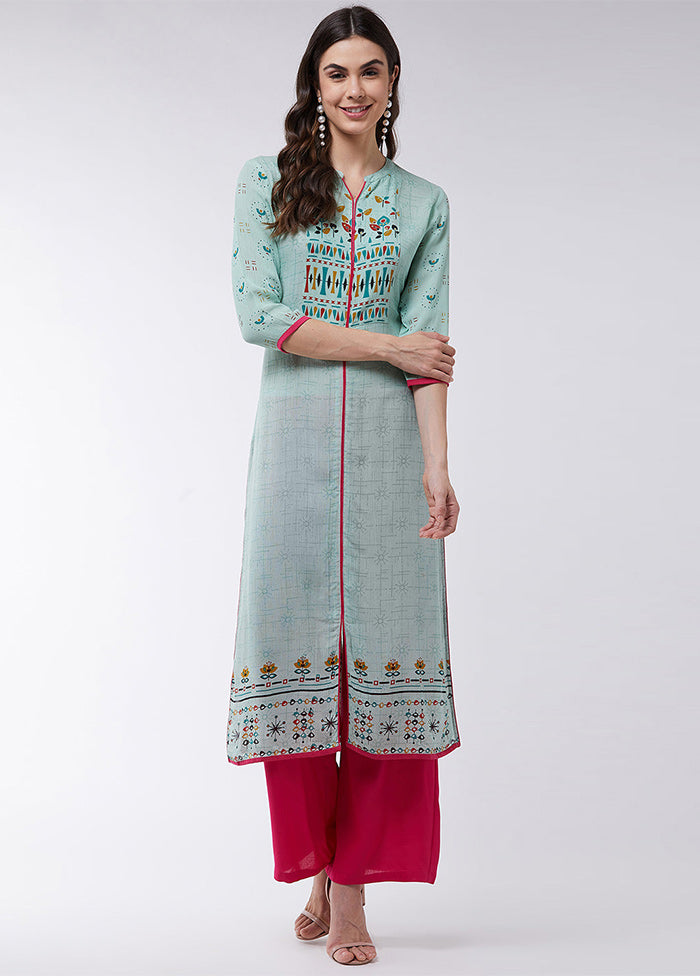 Green Readymade Rayon Kurti