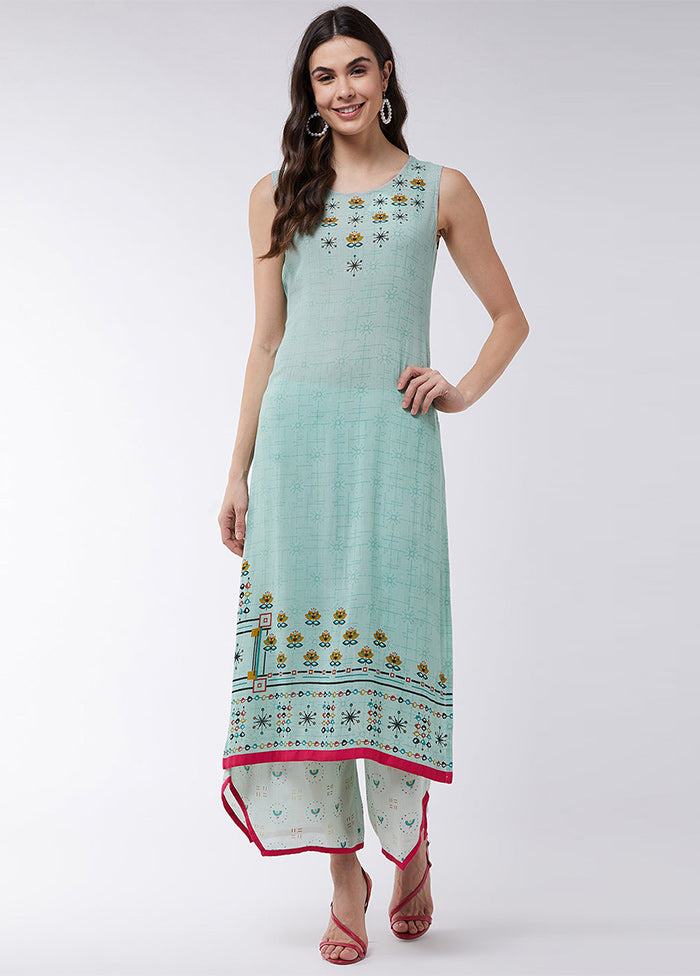 Green Readymade Rayon Kurti