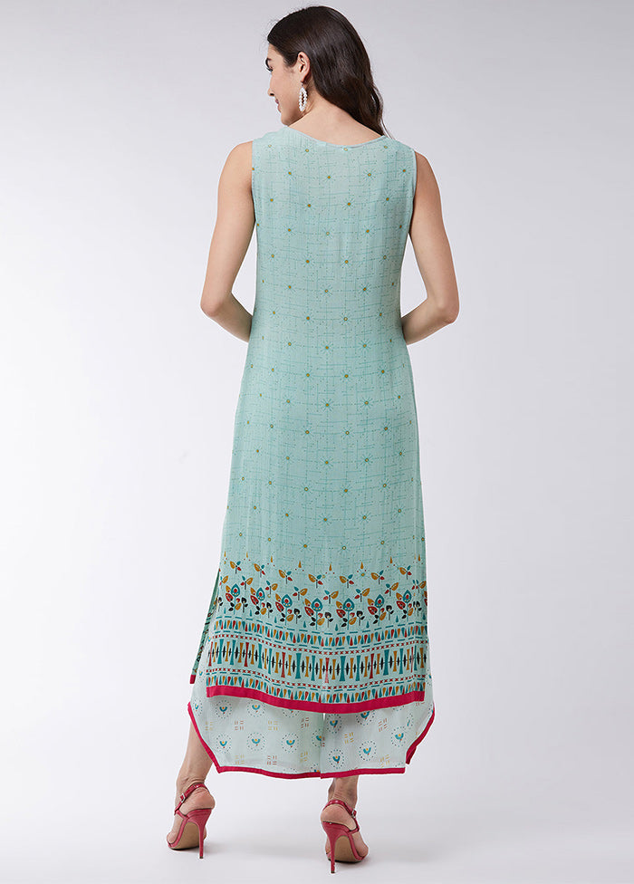 Green Readymade Rayon Kurti