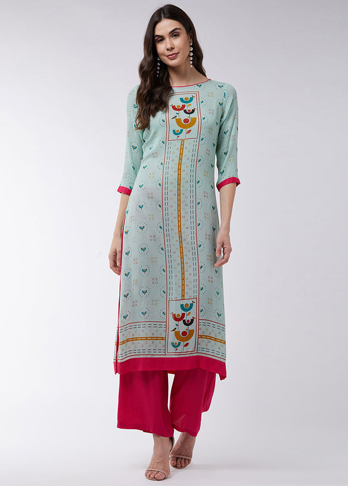 Green Readymade Rayon Kurti