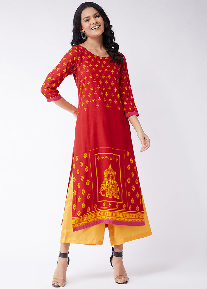 Red Readymade Silk Kurti