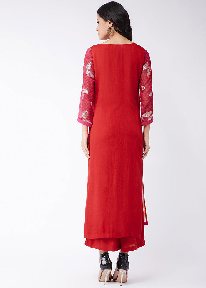 Red Readymade Georgette Kurti