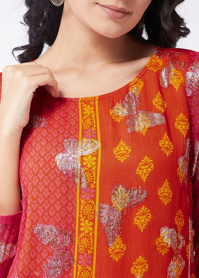 Red Readymade Georgette Kurti