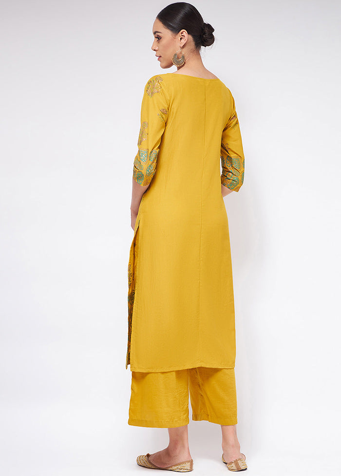 Mustard Readymade Silk Kurti