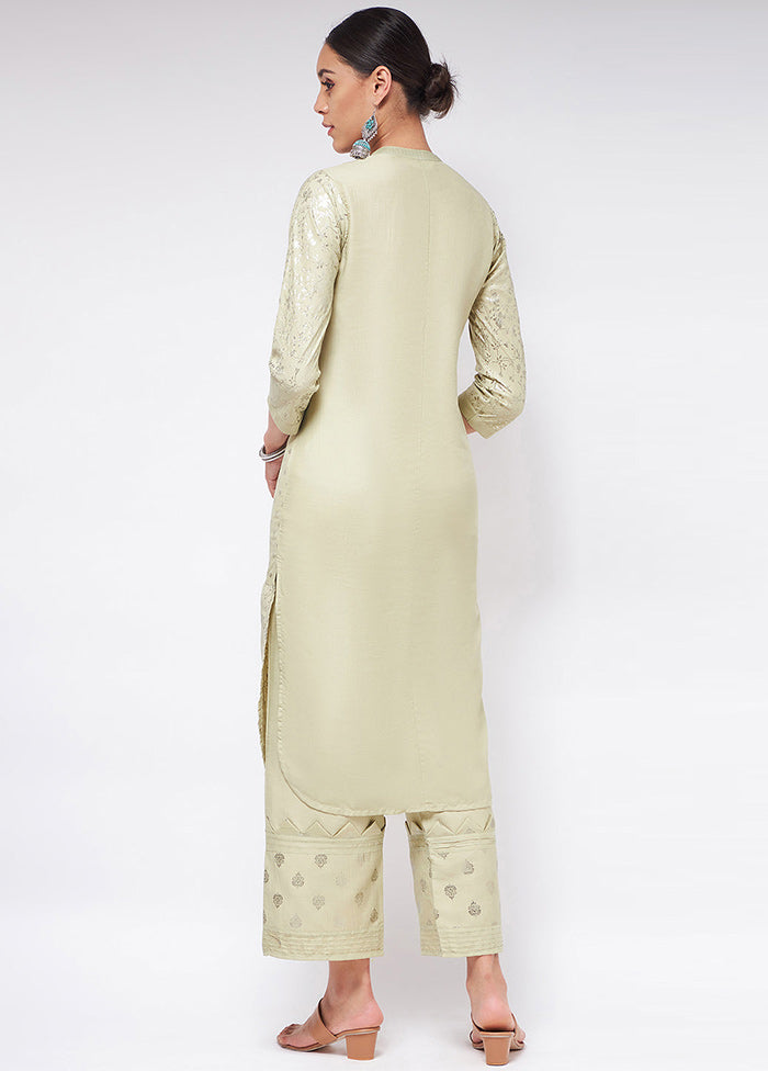 Pista Green Readymade Silk Kurti