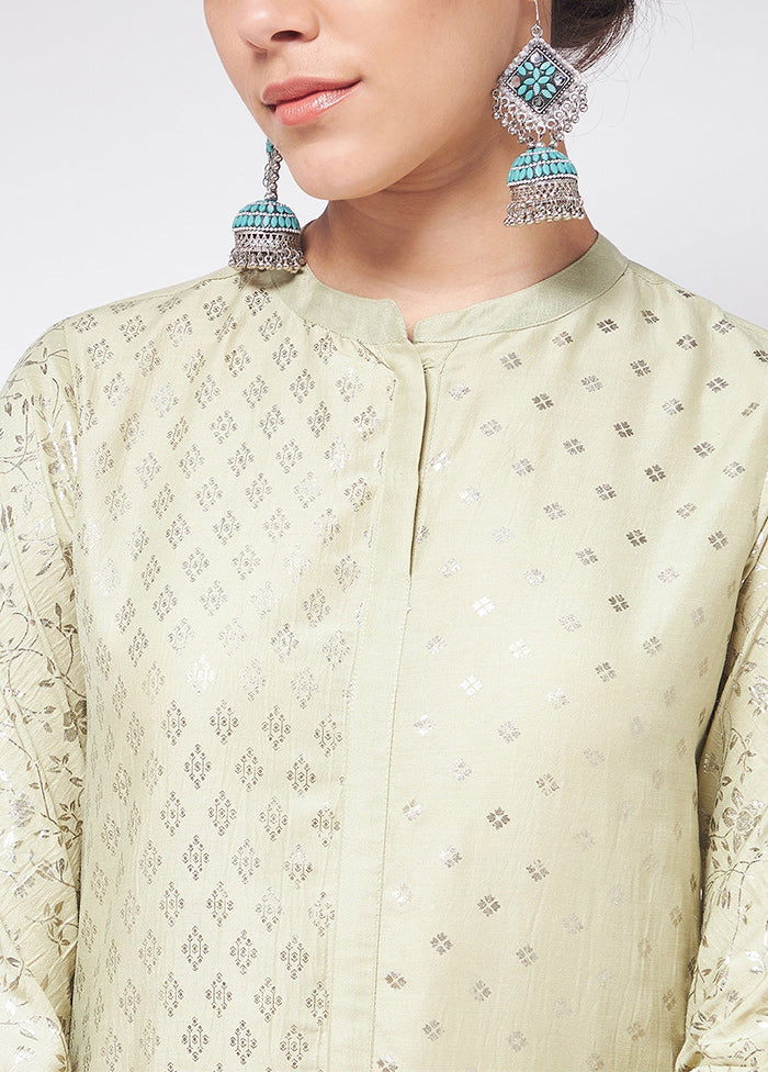 Pista Green Readymade Silk Kurti