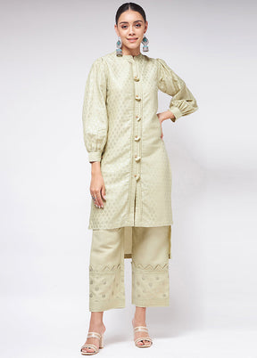 Pista Green Readymade Silk Kurti