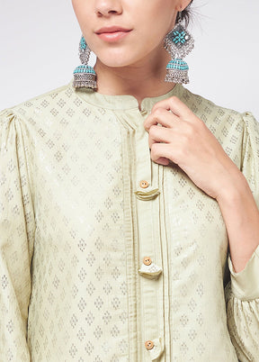 Pista Green Readymade Silk Kurti