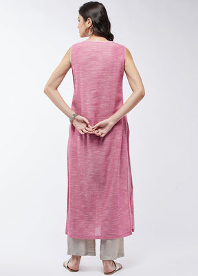 Pink Readymade Cotton Kurti