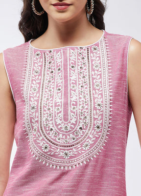 Pink Readymade Cotton Kurti