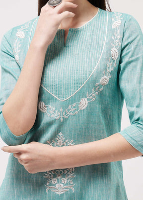 Green Readymade Cotton Kurti