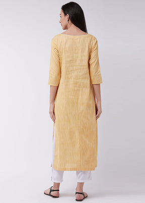 Yellow Readymade Cotton Kurti