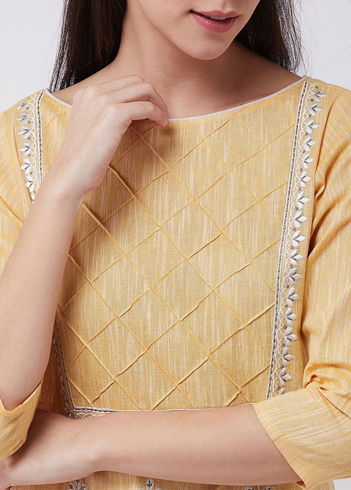 Yellow Readymade Cotton Kurti