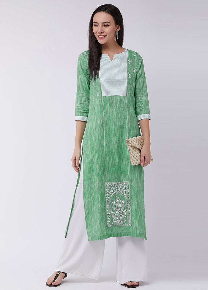 Green Readymade Cotton Kurti