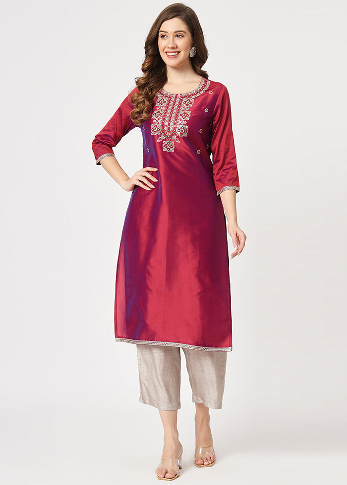 Maroon Readymade Silk Kurti