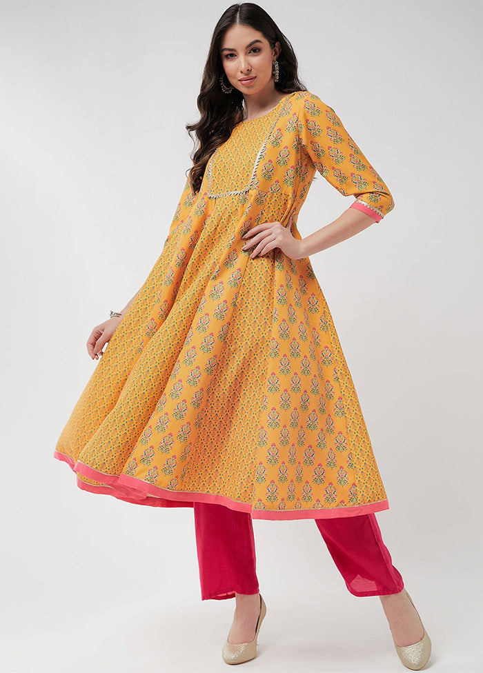 Yellow Readymade Rayon Kurti