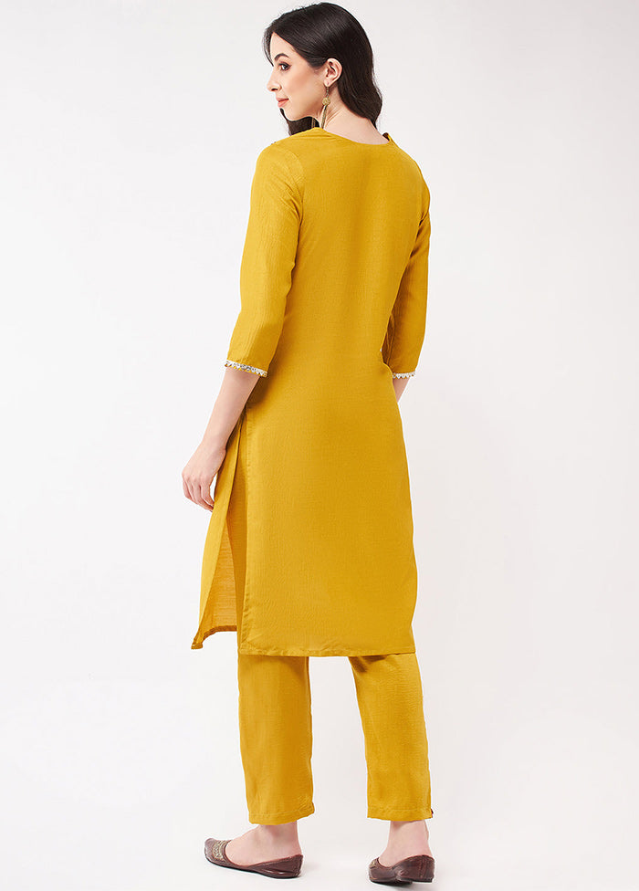 Mustard Readymade Silk Kurti