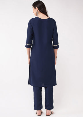 Navy Blue Readymade Silk Kurti