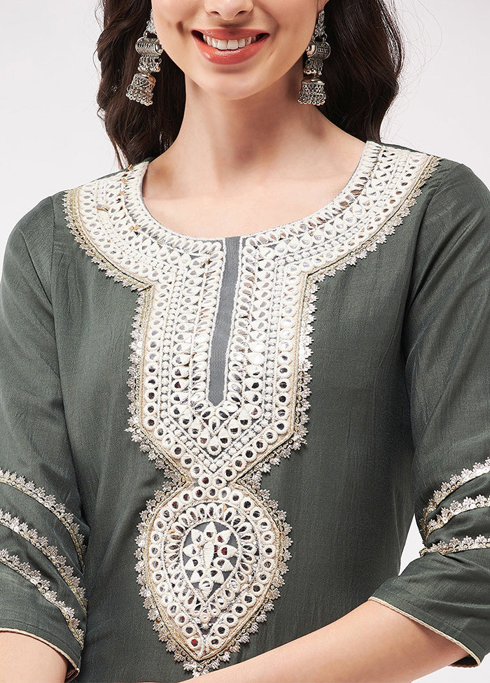 Green Readymade Silk Kurti