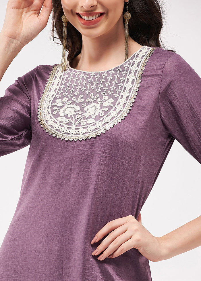 Purple Readymade Silk Kurti