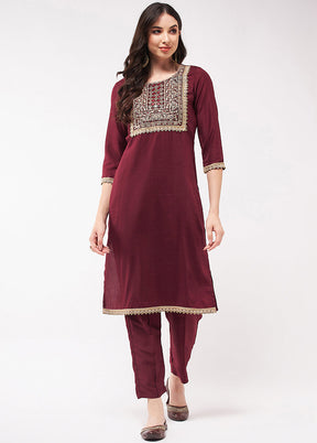 Maroon Readymade Silk Kurti