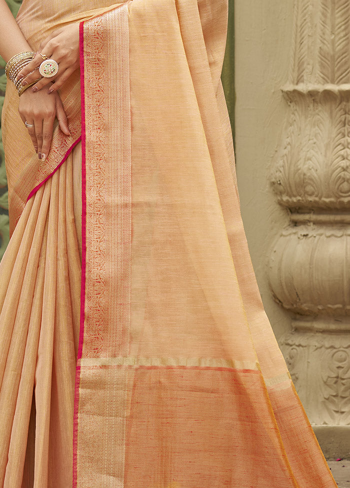 Beige Cotton Saree With Blouse Piece - Indian Silk House Agencies