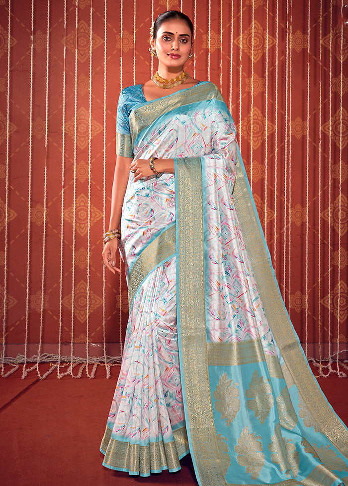 Multicolor Dupion Silk Saree With Blouse Piece - Indian Silk House Agencies