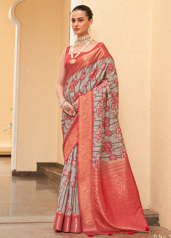 Multicolor Dupion Silk Saree With Blouse Piece - Indian Silk House Agencies