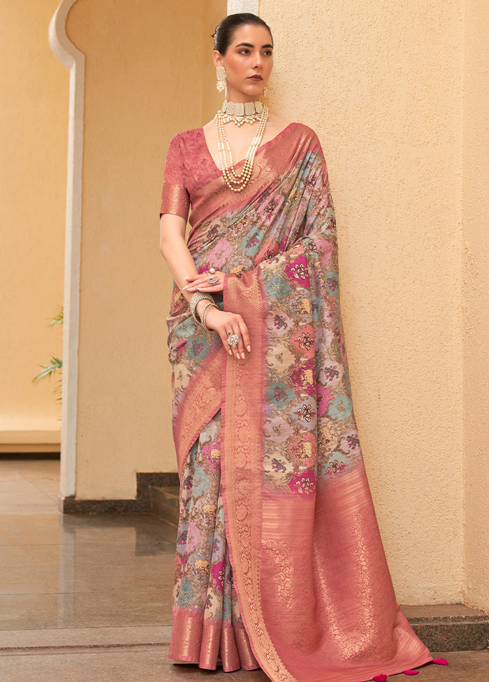 Multicolor Dupion Silk Saree With Blouse Piece - Indian Silk House Agencies