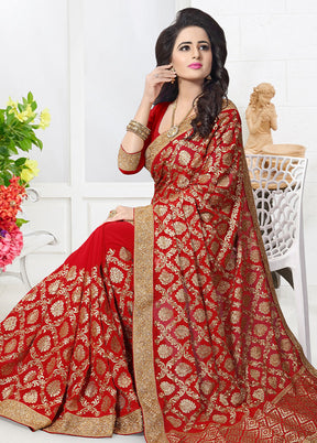 Red Georgette Saree With Blouse Piece - Indian Silk House Agencies