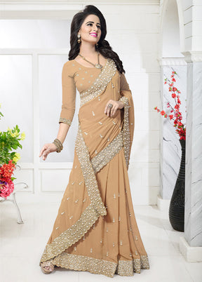 Beige Georgette Saree With Blouse Piece - Indian Silk House Agencies