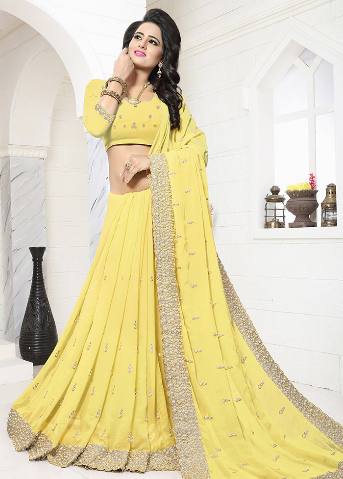 Yellow Georgette Saree With Blouse Piece - Indian Silk House Agencies