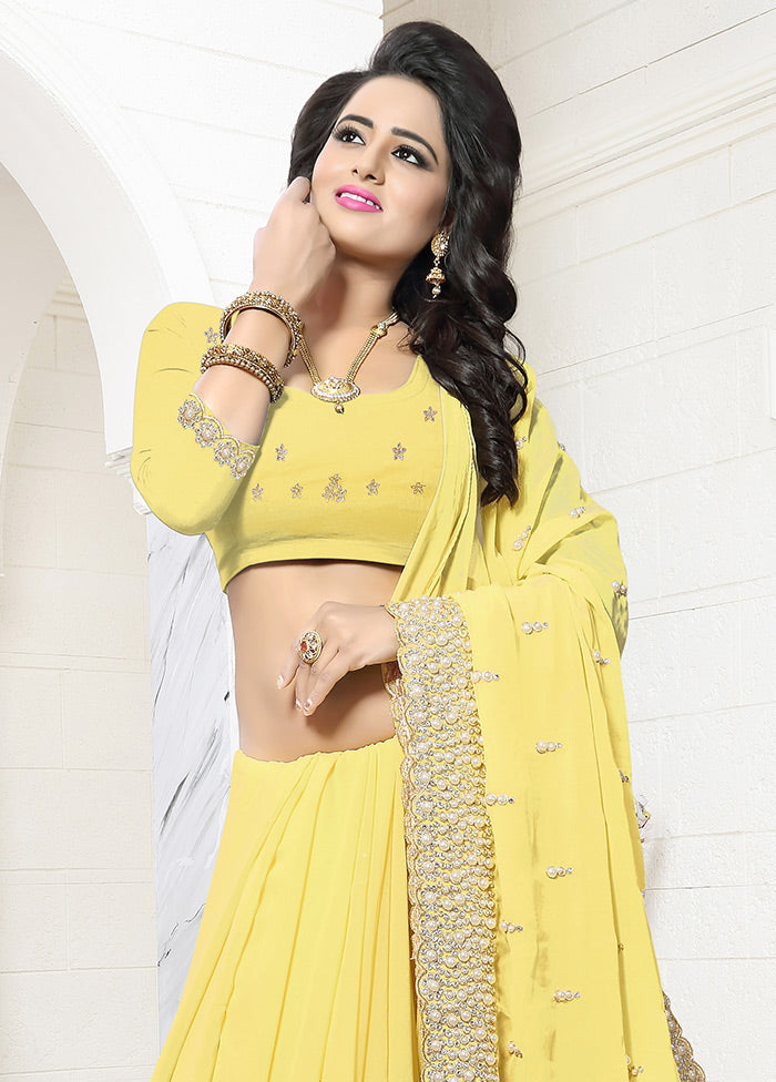 Yellow Georgette Saree With Blouse Piece - Indian Silk House Agencies