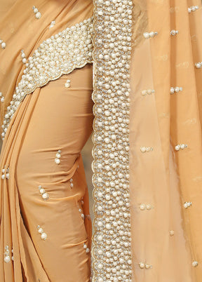 Beige Georgette Saree With Blouse Piece - Indian Silk House Agencies