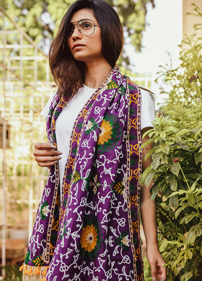 Purple Khadi Scarf - Indian Silk House Agencies