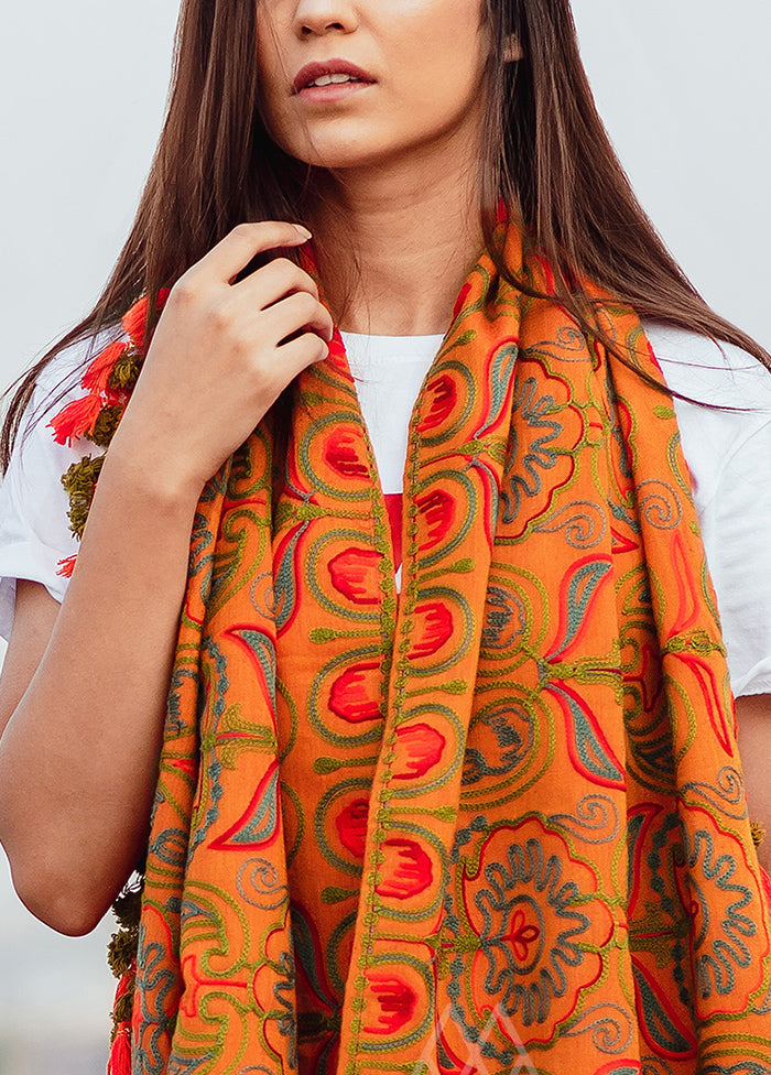 Orange Khadi Scarf - Indian Silk House Agencies