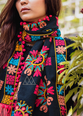 Black Khadi Scarf - Indian Silk House Agencies