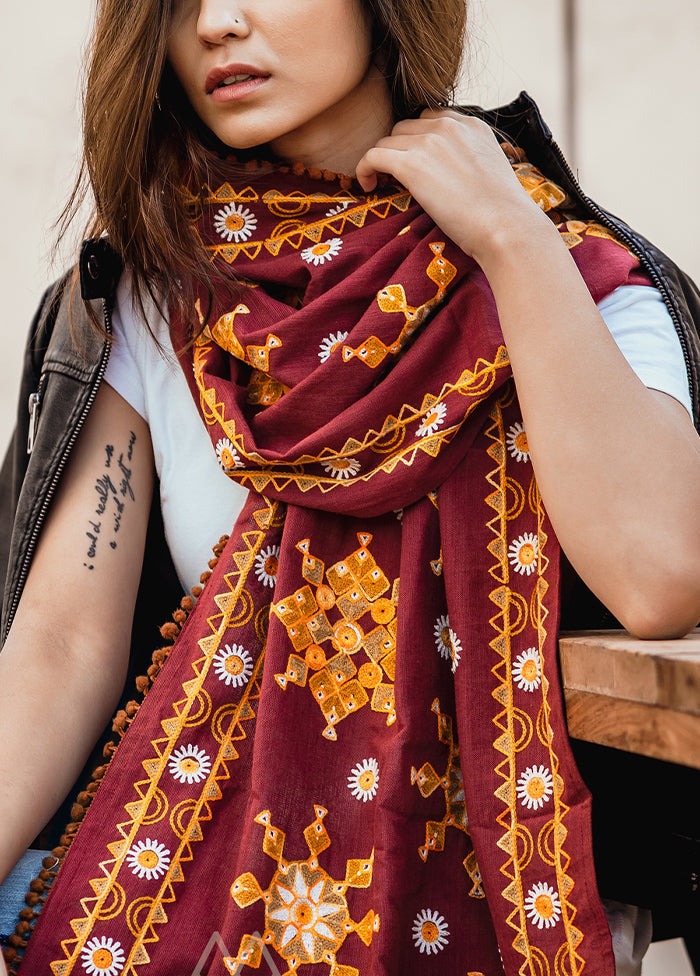 Maroon Khadi Scarf - Indian Silk House Agencies