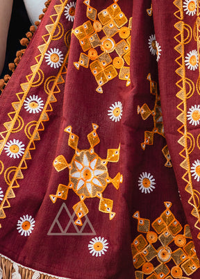 Maroon Khadi Scarf - Indian Silk House Agencies