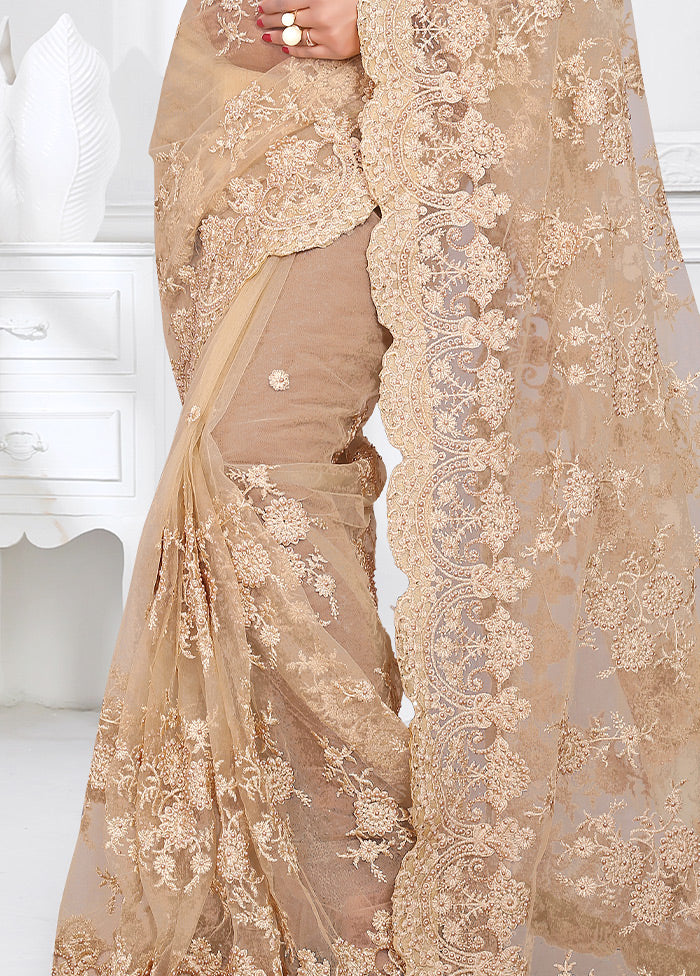 Beige Organza Saree With Blouse Piece - Indian Silk House Agencies