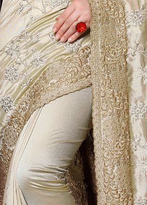 Beige Dupion Silk Saree With Blouse Piece - Indian Silk House Agencies