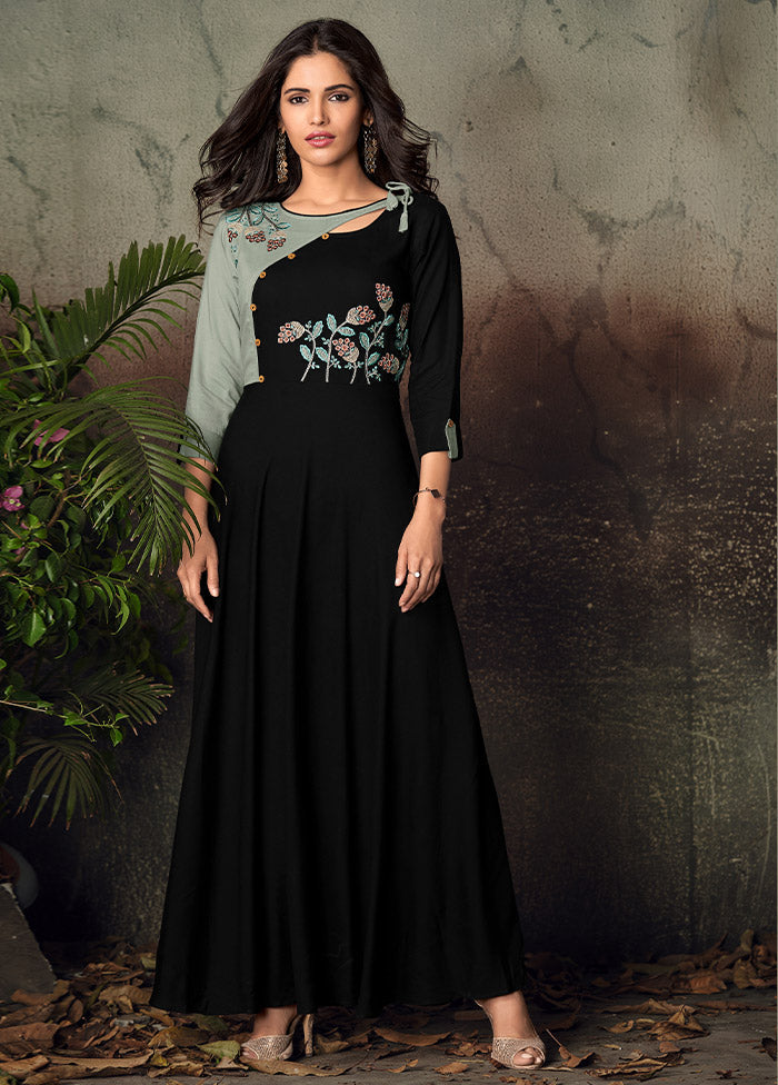 Black Readymade Rayon Gown - Indian Silk House Agencies