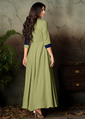 Light Green Readymade Rayon Gown