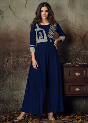 Navy Blue Readymade Rayon Gown