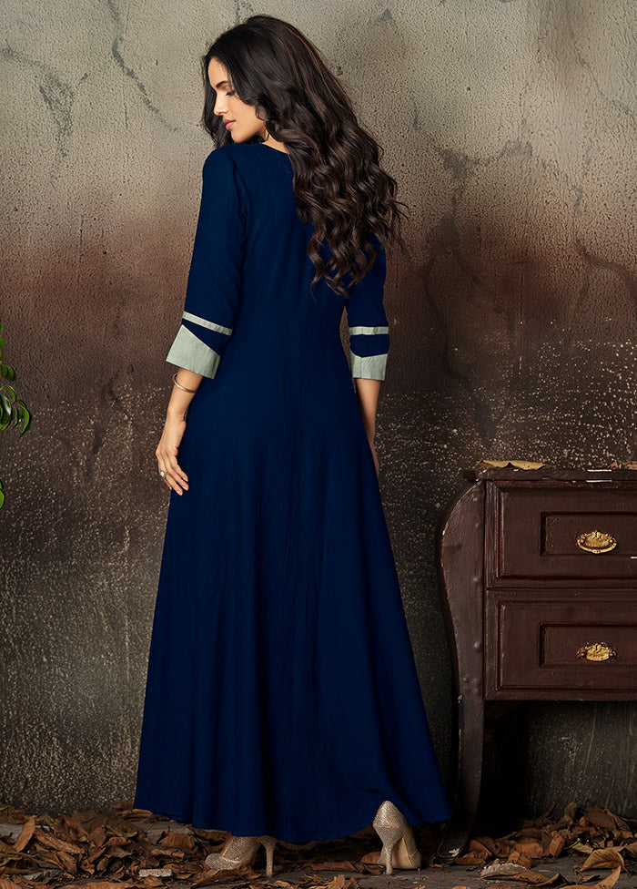 Navy Blue Readymade Rayon Gown