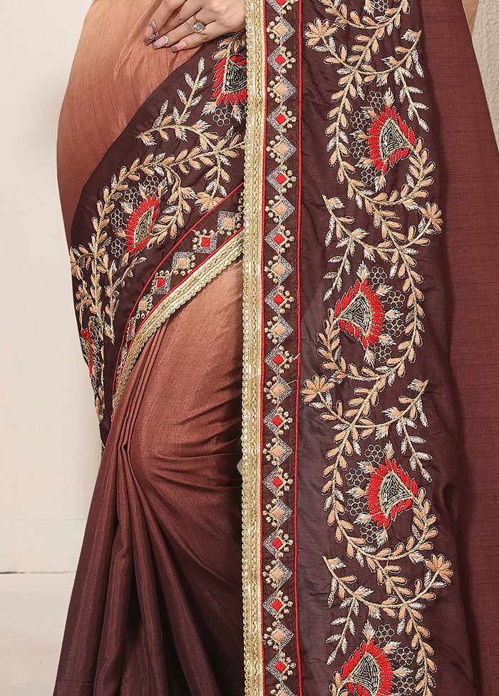 Beige Dupion Silk Saree With Blouse Piece - Indian Silk House Agencies