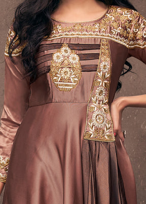 Brown Readymade Silk Gown