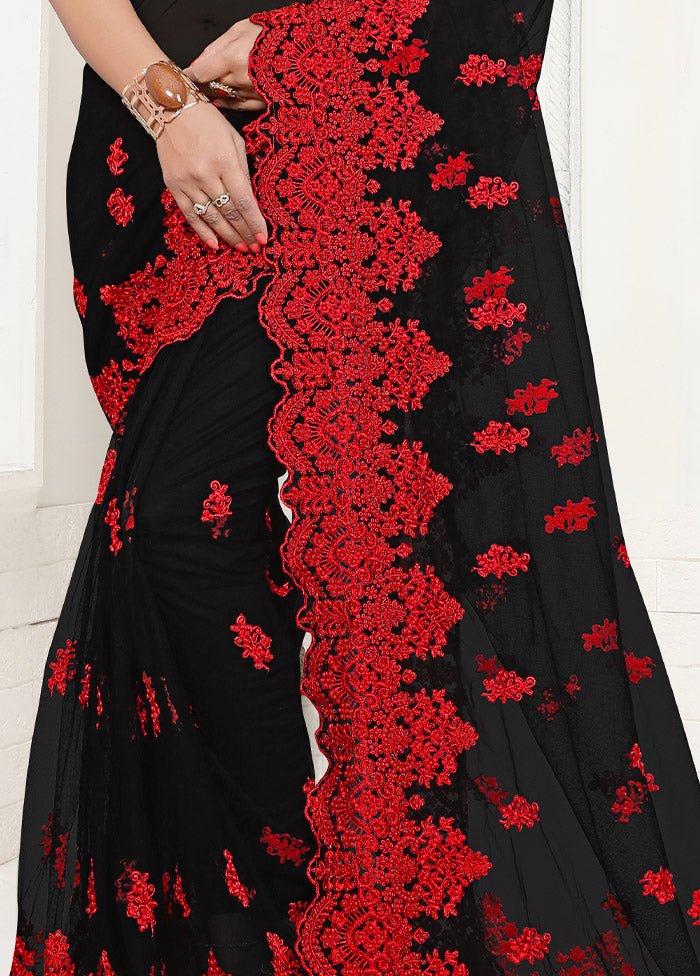 Black Organza Saree With Blouse Piece - Indian Silk House Agencies