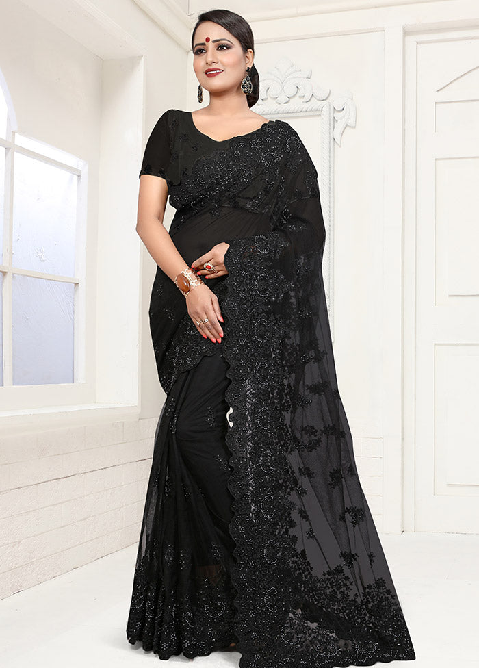 Black Organza Saree With Blouse Piece - Indian Silk House Agencies